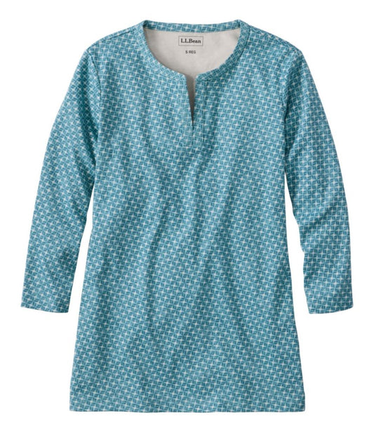 Women's L.L.Bean Tee, Three-Quarter-Sleeve Splitneck Tunic Print - US 8171