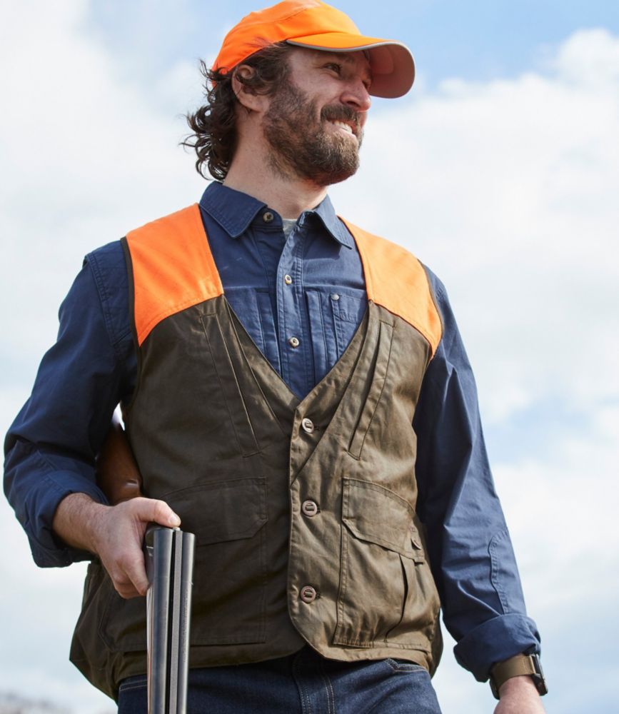 Men's Double L Waxed-Cotton Upland Vest, Hunter Orange - US 2981