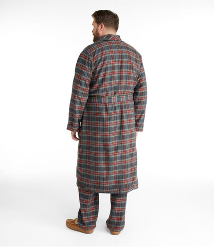 Men's Scotch Plaid Flannel Robe, Sherpa-Lined - US 4074