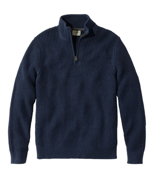 Men's Organic Cotton Waffle Sweater, Quarter Zip - US 3553