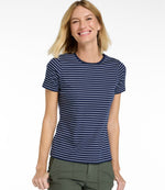 Women's Pima Cotton Tee, Short-Sleeve Crewneck Stripe - US 7535