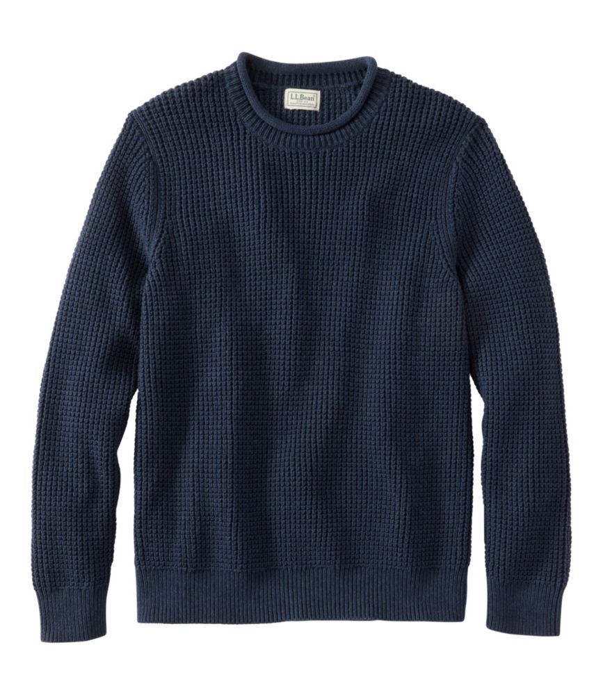 Men's L.L.Bean Organic Cotton Waffle Sweater, Rollneck Crew - US 5255