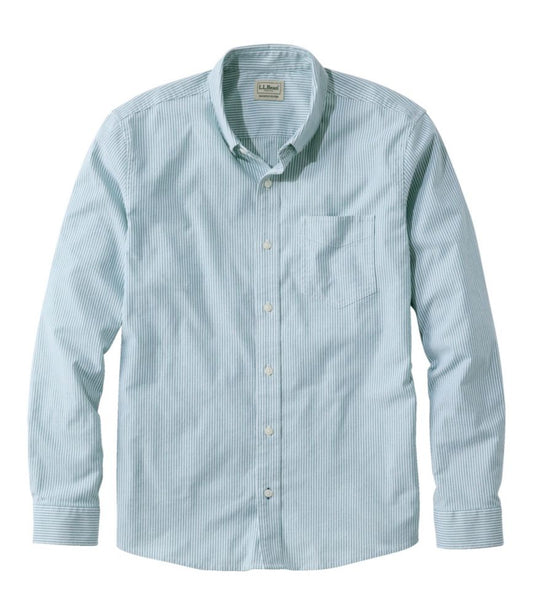Men's Comfort Stretch Oxford Shirt, Slightly Fitted Untucked Fit, Stripe - US 6956