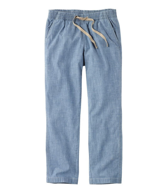 Women's Lakewashed Pull-On Chinos, Mid-Rise Chambray Ankle Pants - US 7088