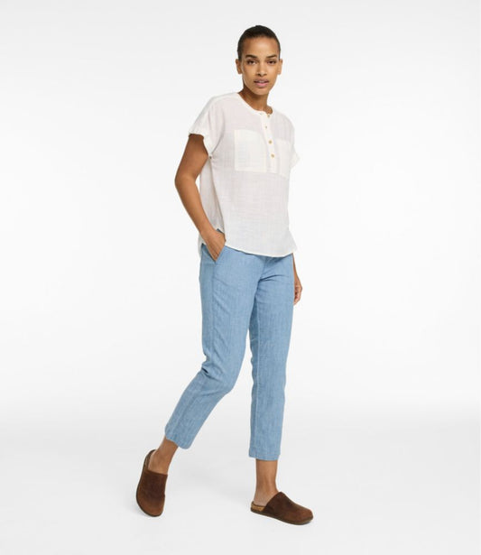 Women's Lakewashed Pull-On Chinos, Mid-Rise Chambray Ankle Pants - US 7088