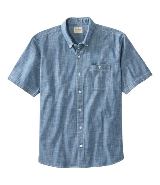 Men's Comfort Stretch® Chambray Shirt, Traditional Untucked Fit, Short-Sleeve - US 1871