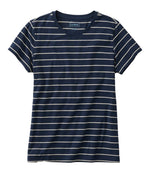 Women's Soft Stretch Supima-Blend Tee, Crewneck Short-Sleeve Striped - US 7448