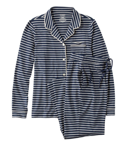 Women's Super-Soft Shrink-Free Button Front Pajama Set, Stripe - US 9398