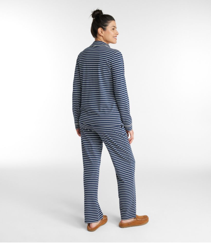 Women's Super-Soft Shrink-Free Button Front Pajama Set, Stripe - US 9398
