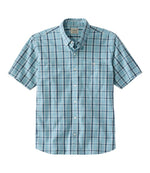Men's Comfort Stretch® Chambray Shirt, Traditional Untucked Fit, Short-Sleeve, Plaid - US 9046