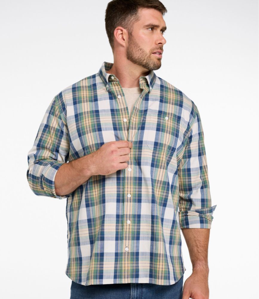 Men's Comfort Stretch® Chambray Shirt, Traditional Untucked Fit, Long-Sleeve, Print - US 2645
