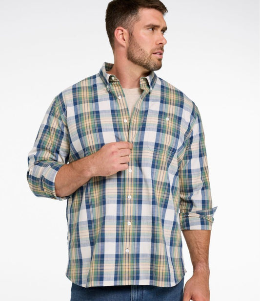 Men's Comfort Stretch® Chambray Shirt, Traditional Untucked Fit, Long-Sleeve, Print - US 2645