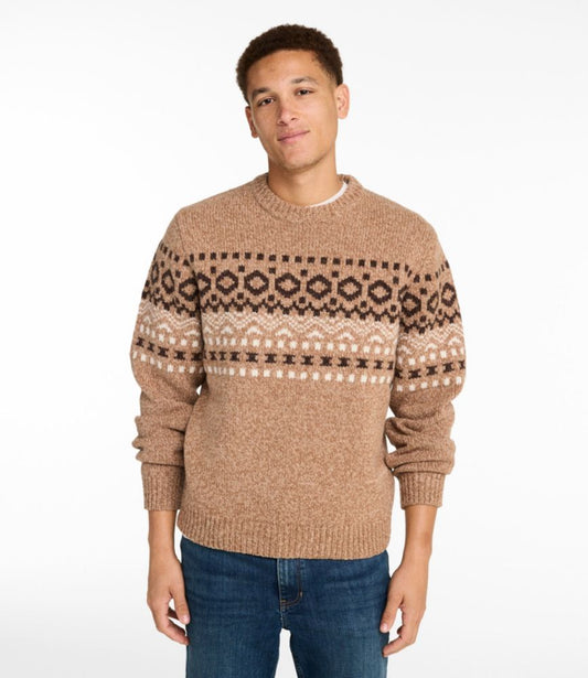 Men's Bean's Classic Ragg Wool Sweater, Crewneck, Fair Isle - US 9548