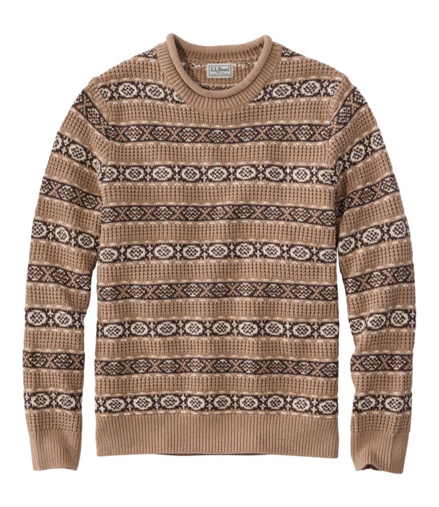 Men's L.L.Bean Organic Cotton Waffle Sweater, Crewneck, Fair Isle - US 9161