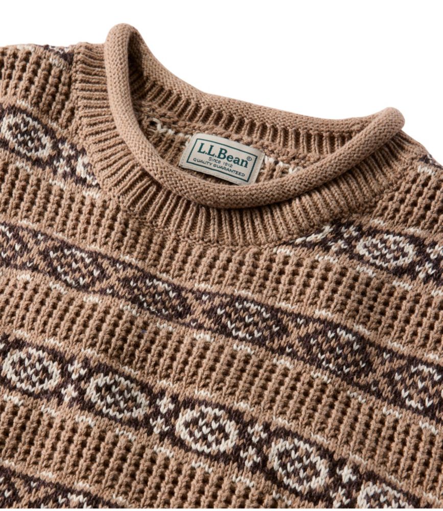 Men's L.L.Bean Organic Cotton Waffle Sweater, Crewneck, Fair Isle - US 9161