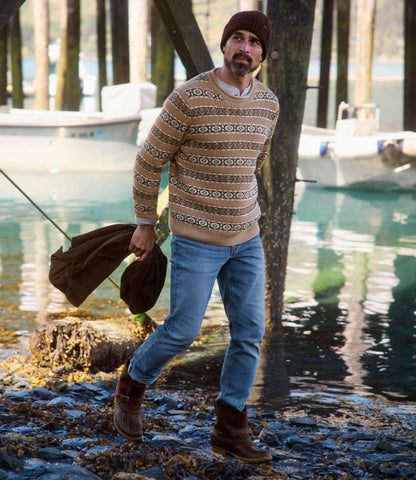 Men's L.L.Bean Organic Cotton Waffle Sweater, Crewneck, Fair Isle - US 9161