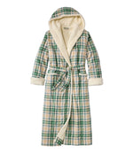 Women's Scotch Plaid Flannel Robe, Sherpa-Lined Long - US 8573