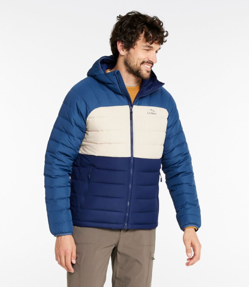 Men's Bean's Down Hooded Jacket, Colorblock - US 2108