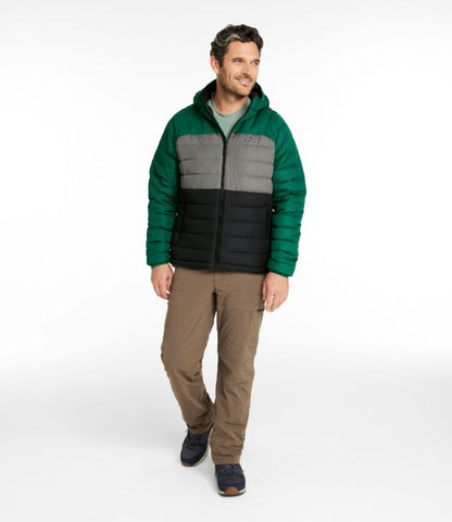 Men's Bean's Down Hooded Jacket, Colorblock - US 6179