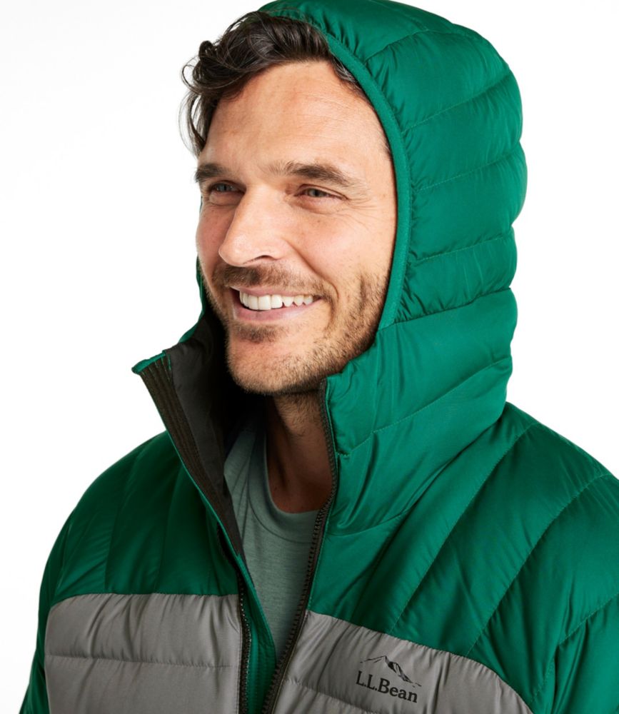 Men's Bean's Down Hooded Jacket, Colorblock - US 6179