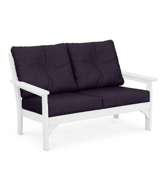 All-Weather Patio Loveseat with Textured Cushion, White - US 7832