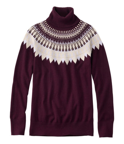 Women's Cotton/Cashmere Sweater, Turtleneck Fair Isle - US 0751