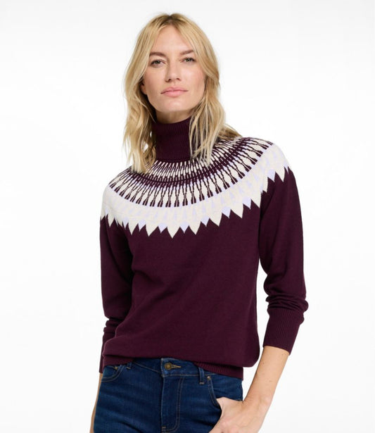 Women's Cotton/Cashmere Sweater, Turtleneck Fair Isle - US 0751