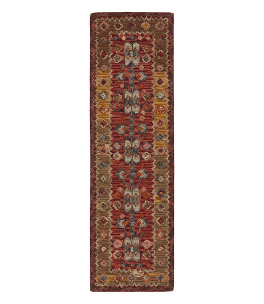 Double Border Wool Hooked Runner, Sienna Multi - US 6983