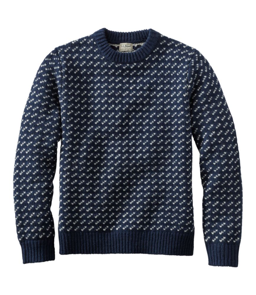 Men's Bean's Classic Ragg Wool Sweater, Crewneck, Bird's-Eye - US 2182