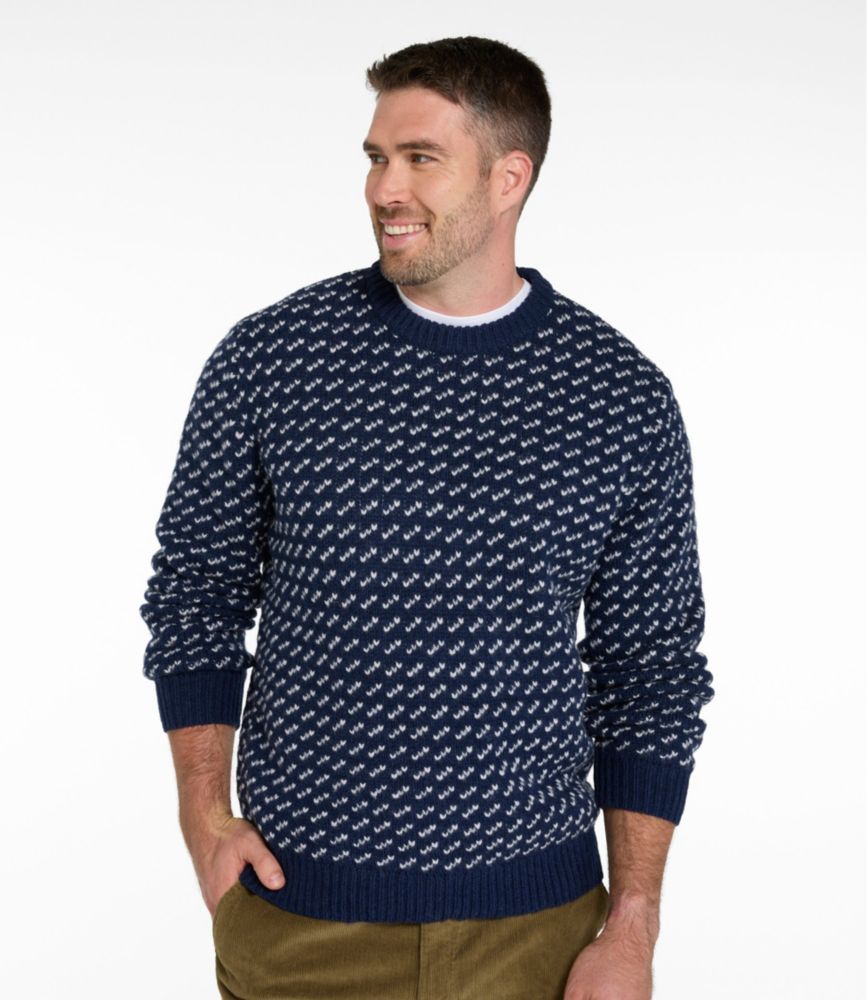 Men's Bean's Classic Ragg Wool Sweater, Crewneck, Bird's-Eye - US 2182