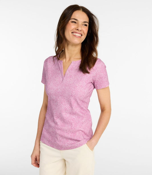 Women's L.L.Bean Tee, Short-Sleeve Notch-Neck Print - US 3699