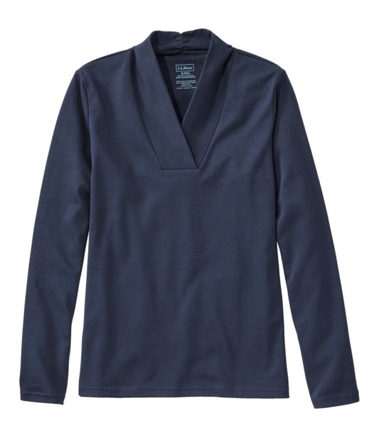 Women's Pima Cotton Tee, Shawl Long-Sleeve - US 5815