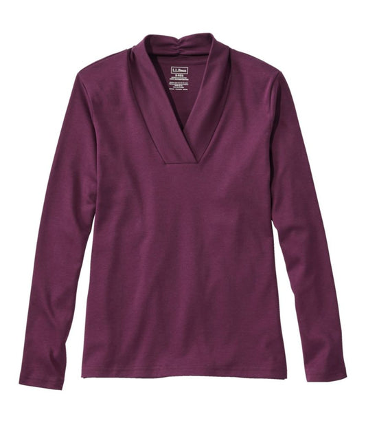 Women's Pima Cotton Tee, Shawl Long-Sleeve - US 0318