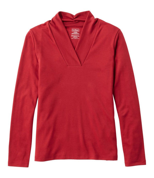 Women's Pima Cotton Tee, Shawl Long-Sleeve - US 4371