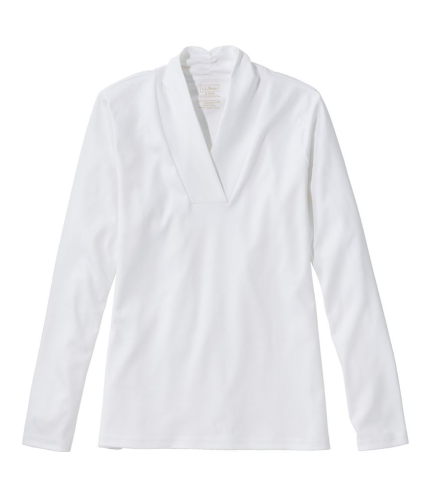 Women's Pima Cotton Tee, Shawl Long-Sleeve - US 0380