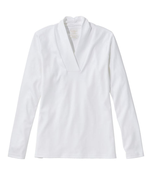 Women's Pima Cotton Tee, Shawl Long-Sleeve - US 0380