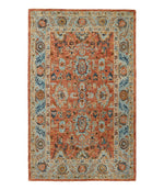 Single Border Terracotta Wool Tufted Rug - US 4805