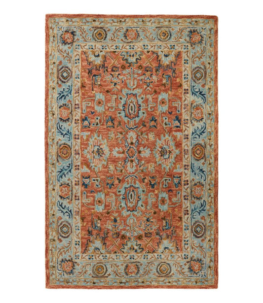 Single Border Terracotta Wool Tufted Rug - US 4805