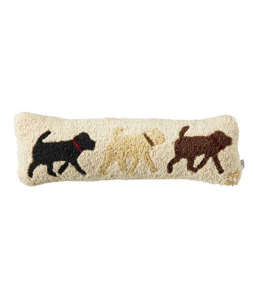 Wool Hooked Throw Pillow, Lab Trio, 8" x 24" - US 3537