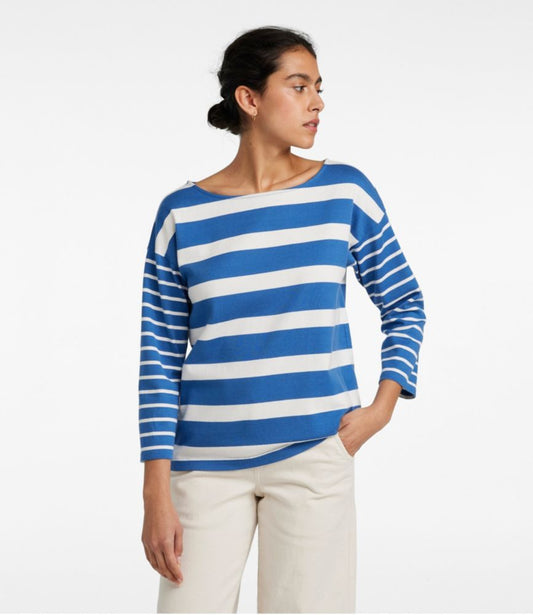 Women's Heritage Mariner Top, Boatneck Three-Quarter-Sleeve Blocked Stripe - US 6234