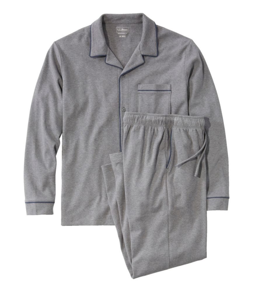 Men's Bean's Cotton Knit Pajamas, Button-Front PJ Set - US 2785