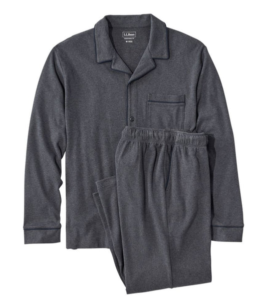 Men's Bean's Cotton Knit Pajamas, Button-Front PJ Set - US 4128