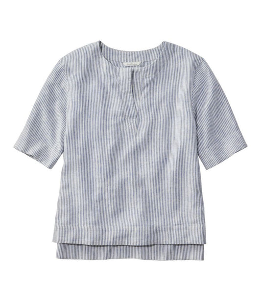 Women's Signature Linen-Blend Splitneck Shirt, Short-Sleeve - US 5565