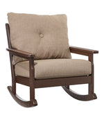 All-Weather Patio Rocker with Textured Cushion, Mahogany - US 0757