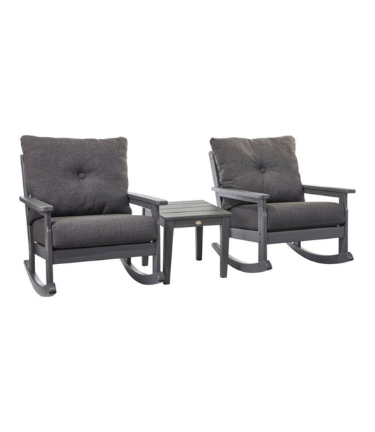 All-Weather Patio Rocker Set with Side Table, Slate Gray - US 9765