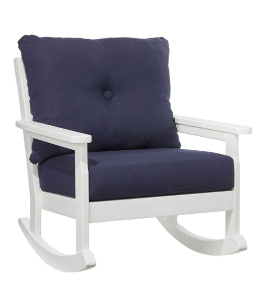 All-Weather Patio Rocker with Textured Cushion, White - US 3954