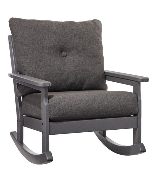 All-Weather Patio Rocker with Textured Cushion, Slate Gray - US 4961