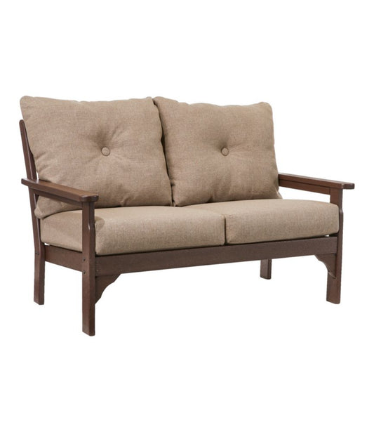 All-Weather Patio Loveseat with Textured Cushion, Mahogany - US 9394