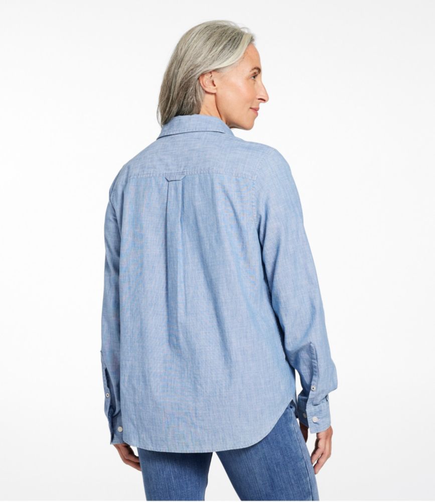 Women's Essential Cotton Shirt, Chambray Long Sleeve - US 9595