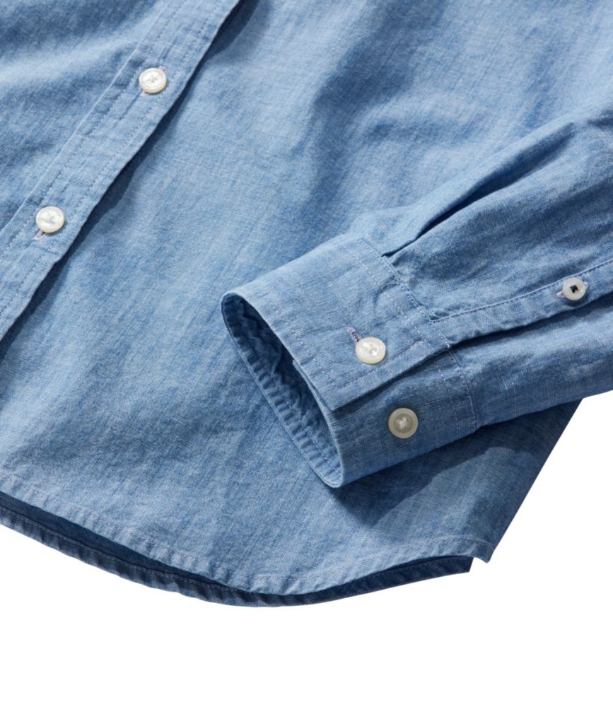 Women's Essential Cotton Shirt, Chambray Long Sleeve - US 9595